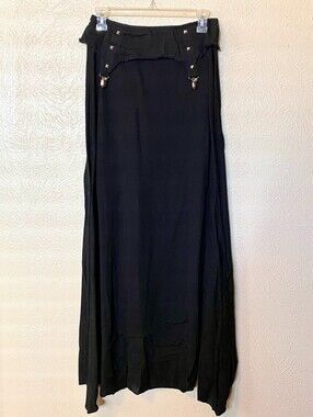 Lip Service Hot Topic Black Studded Garter Hi-Low Adjustable Maxi Skirt L